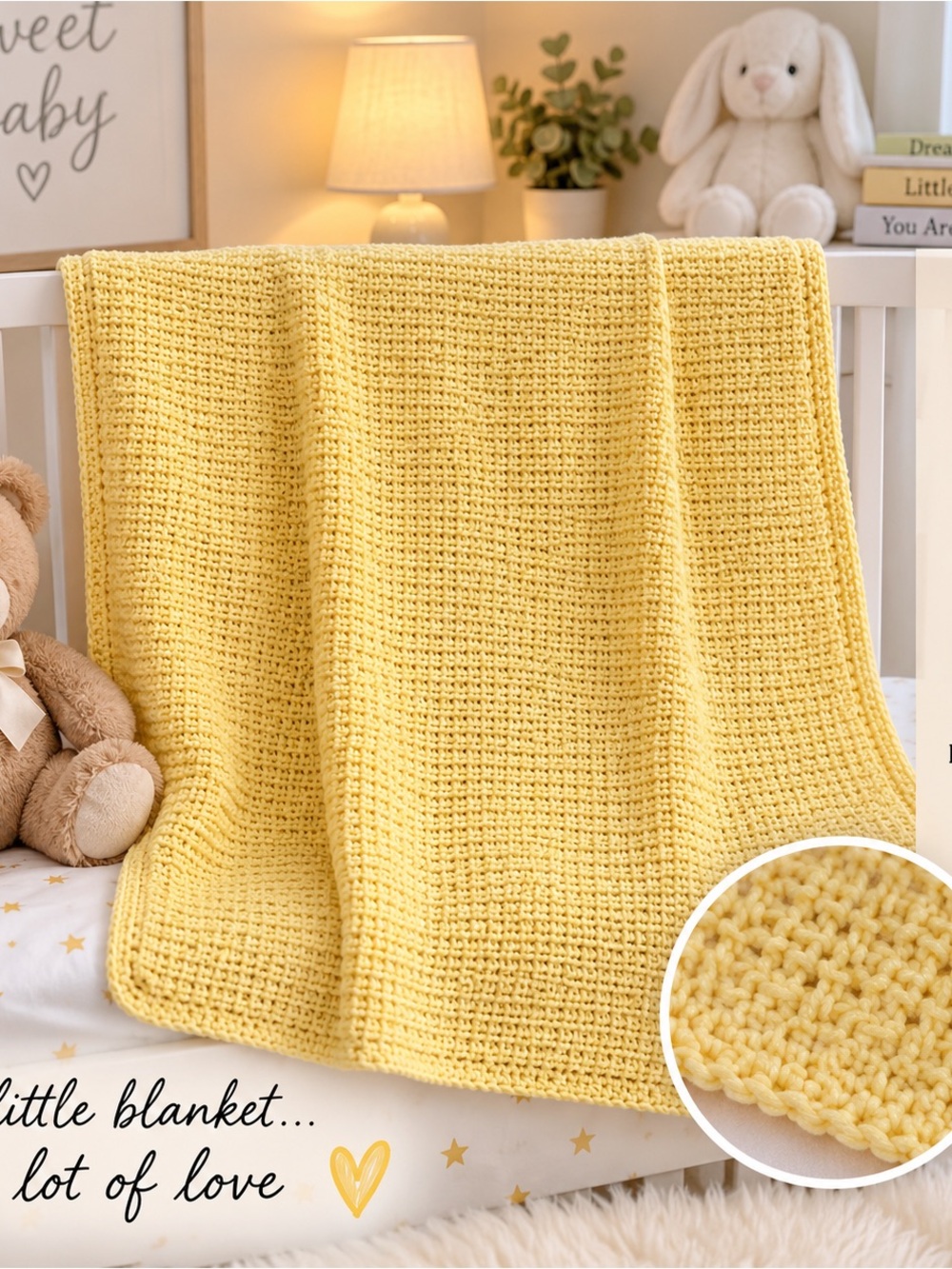 Soft Baby Crochet Blanket - Yellow